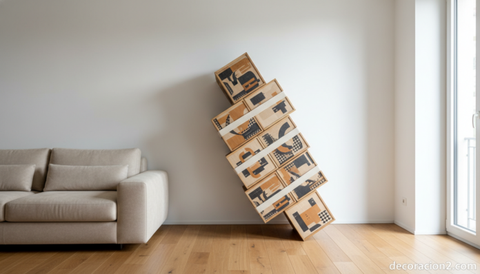 Estantería modular Assemblage en salón italiano con tonos ocres y beige