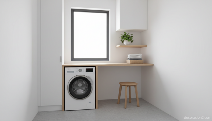 Lavadora ecológica en un lavadero moderno y luminoso