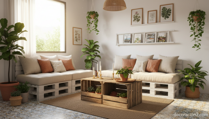 Salón con muebles reciclados DIY al estilo Makea