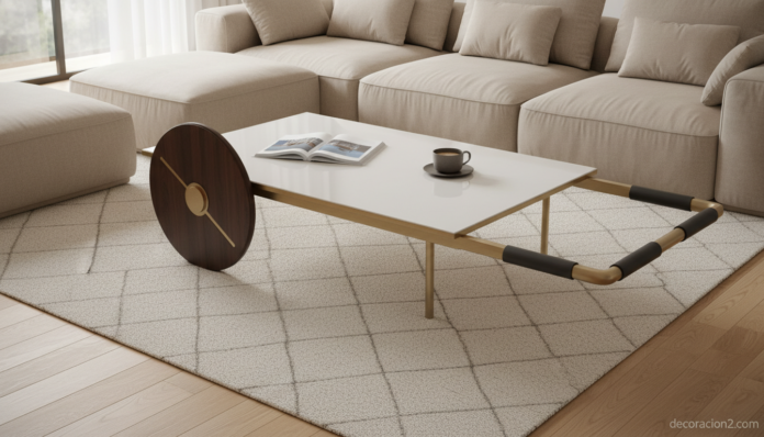 Mesa con ruedas tipo Ego Coffee Table en salón moderno