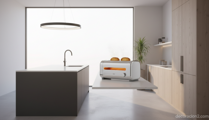 Tostadora Morphy Richards 2 Perfection en cocina futurista minimalista