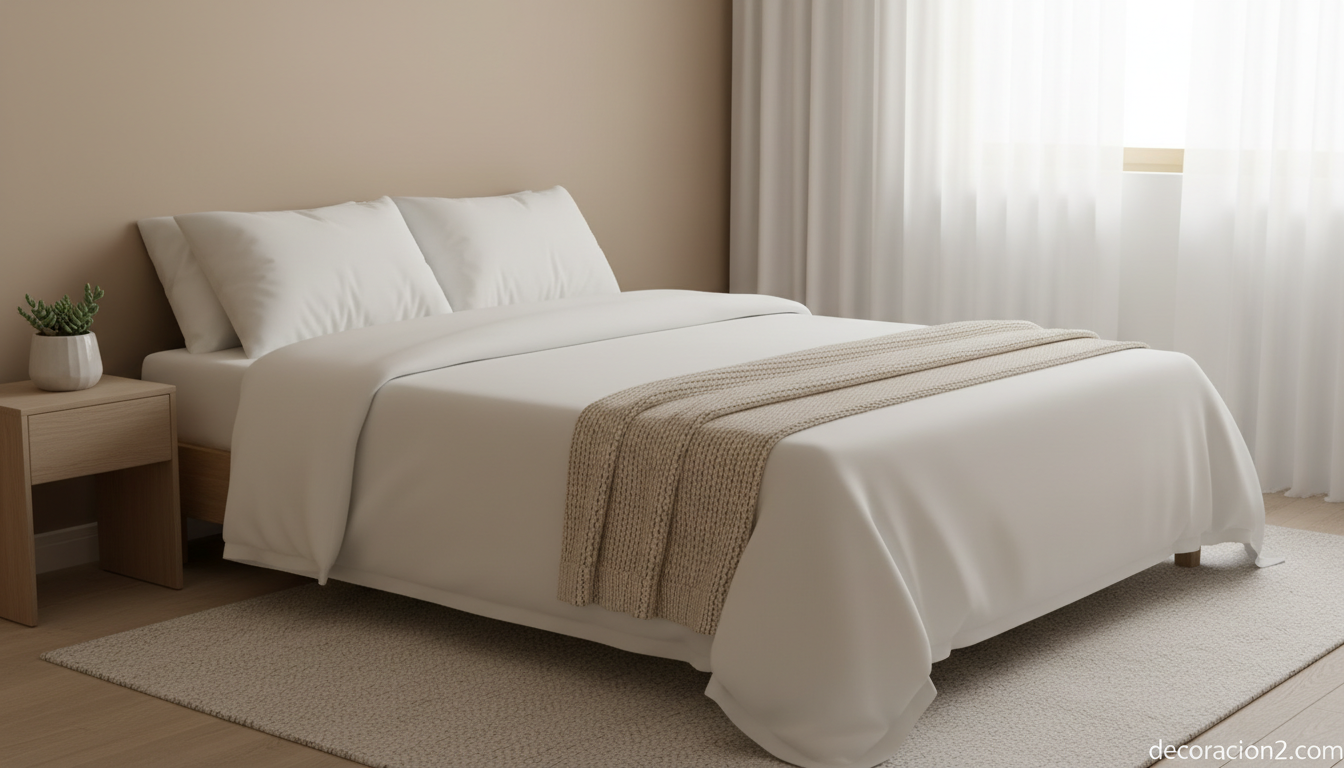 Dormitorio moderno con almohadas viscoelásticas sobre cama de matrimonio