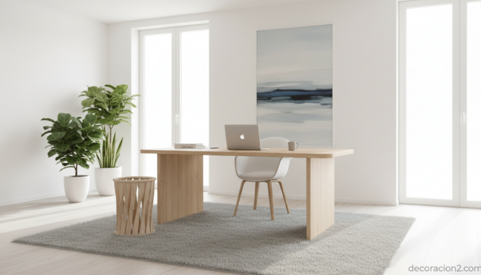 Papelera de diseño en un despacho moderno y luminoso