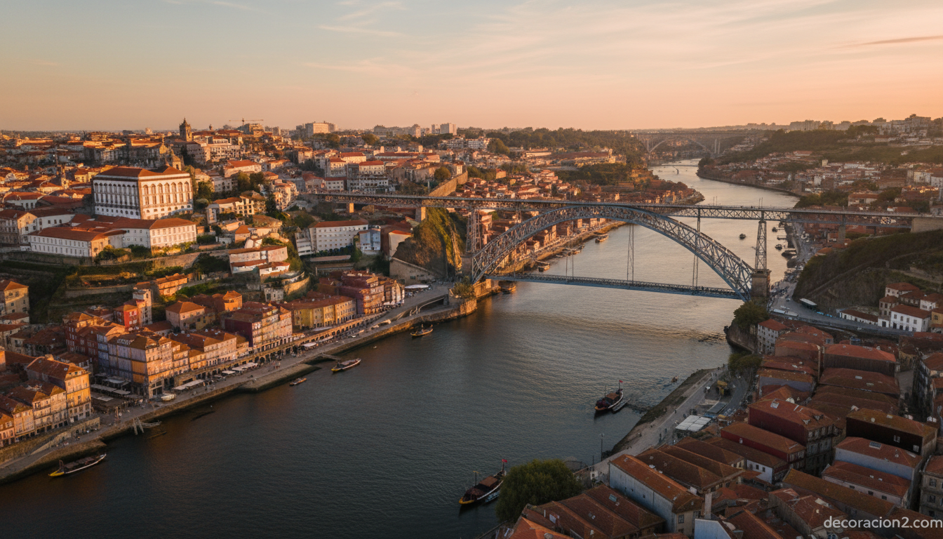 Vista aérea de Oporto ciudad sede de Interdecoraçao