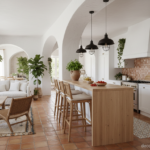 cocina-abierta-barra-peninsula-taburetes-ratan