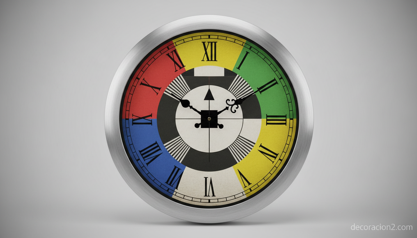Detalle del reloj carta de ajuste con agujas y diseño geométrico vintage
