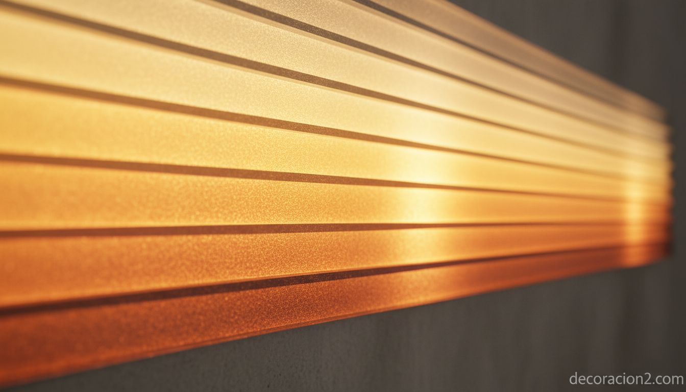 Detalle de persiana electroluminiscente LED en primer plano