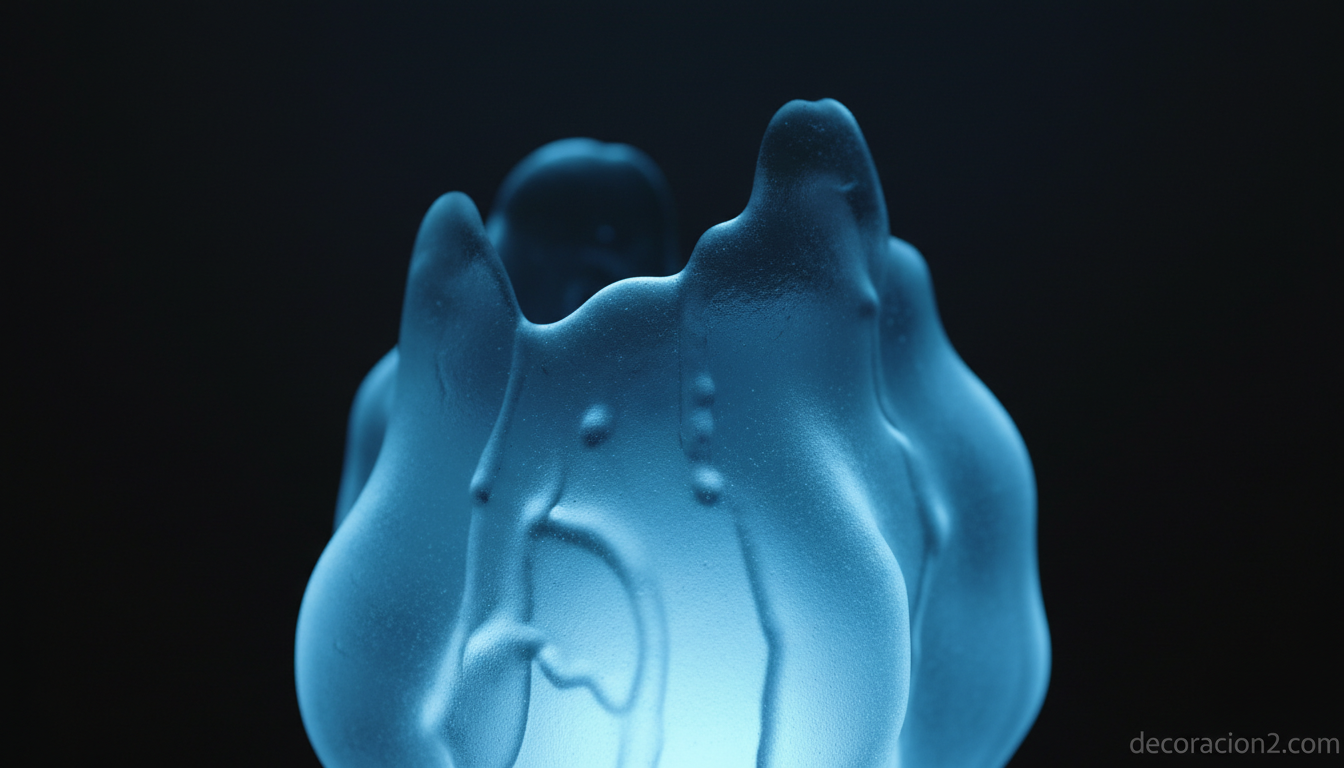 Detalle de la lámpara Gotas de lluvia con bombilla LED de color azul