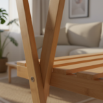 Close-up of bamboo folding shelf texture detail, showing the natural grain and joints of a well-craf