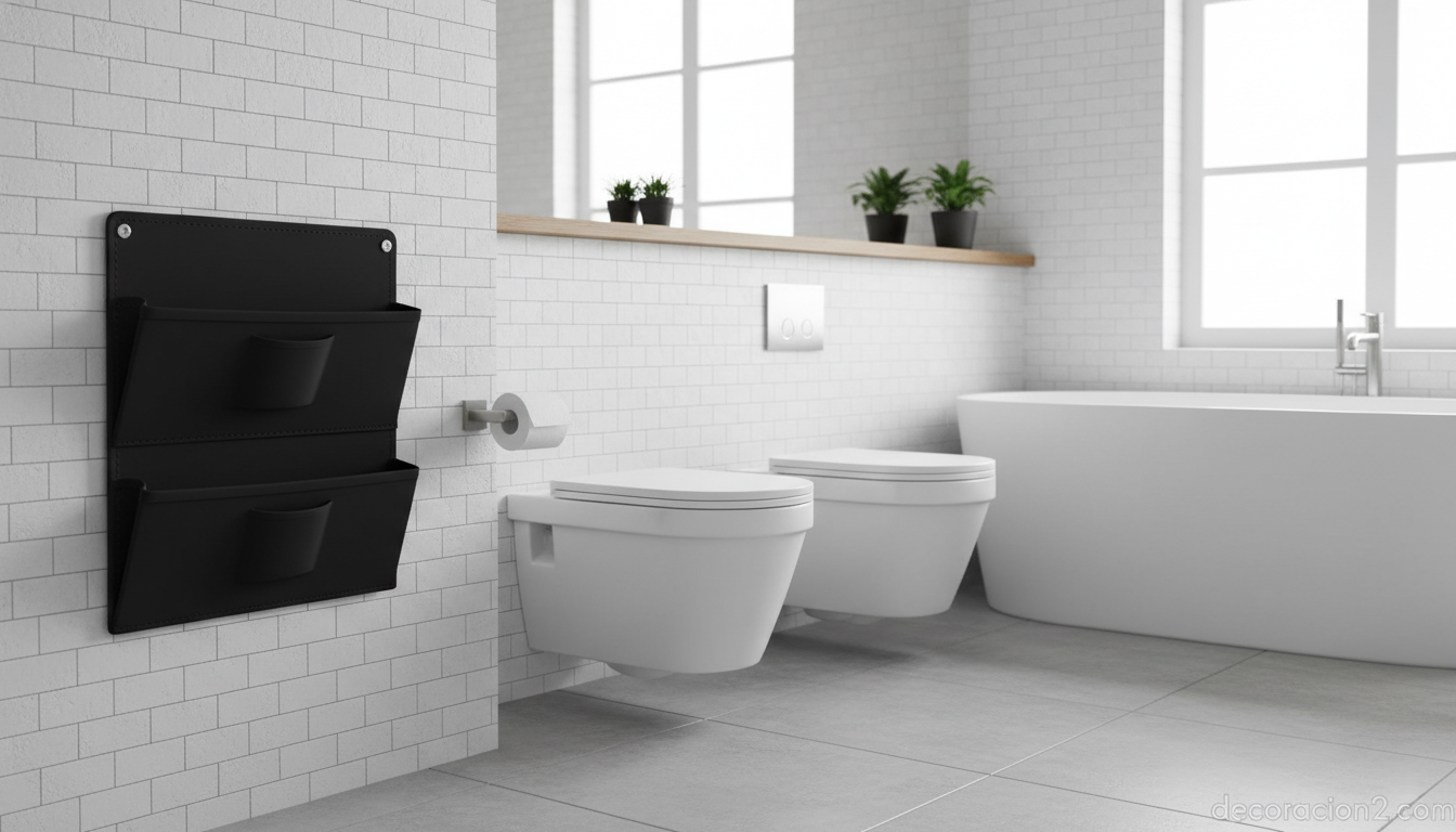 Revistero de pared de neopreno en baño moderno