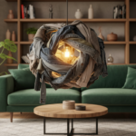 lampara-ropa-reciclada-salon-moderno