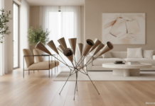 Revistero Omero de Diseño italiano en salón contemporáneo