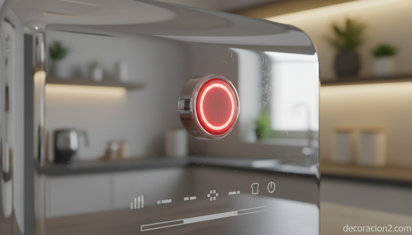 Detalle del botón cromado de la tostadora futurista Morphy Richards