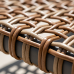 Macro close-up detail of luxury outdoor garden furniture weave, high-end Italian design, interlaced