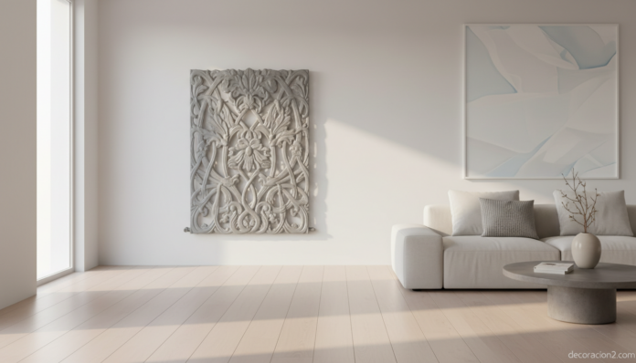 Radiador de diseño Heatwave en salón minimalista moderno