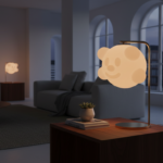 Modern Spanish designer table lamp with a soft silicone translucent shade sculpted as a stylized pla