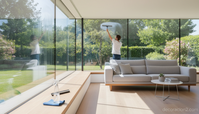 Limpiar ventanas con vinagre: cristales impecables en un salón luminoso