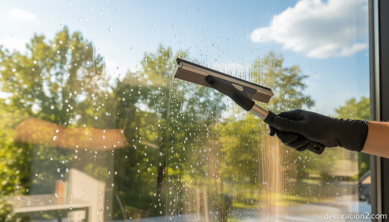 Cómo limpiar ventanas con vinagre y que queden sin marcas 2 Técnica correcta con rasqueta para limpiar ventanas sin marcas