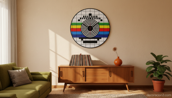 Reloj carta de ajuste en salón retro con estilo vintage español