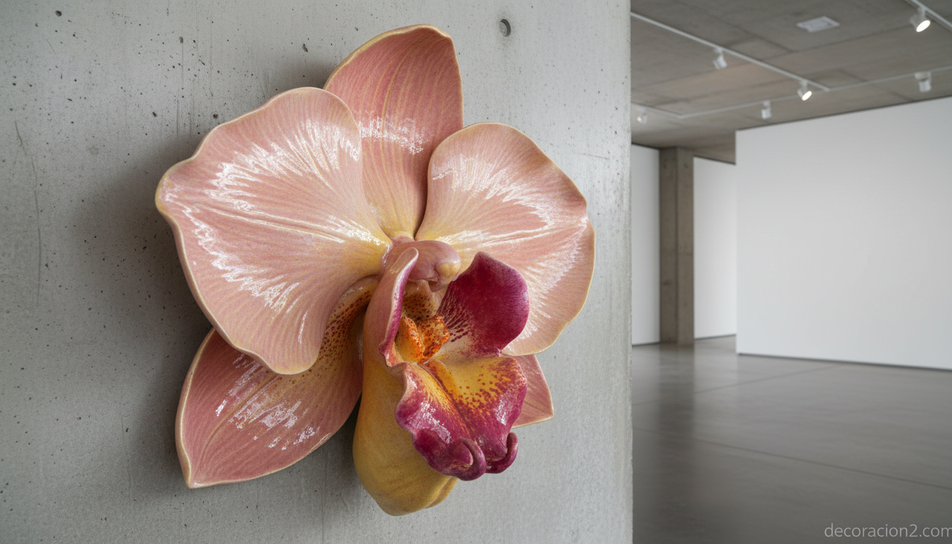Urinario escultórico floral de cerámica estilo Clark Sorensen