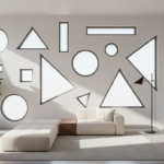 Stunning modern apartment with large asymmetric windows of different shapes and sizes on a white wal