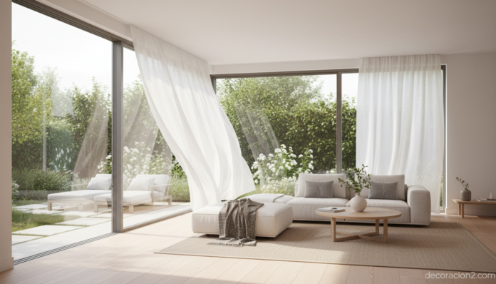Ventanas correderas en un salón moderno con luz natural