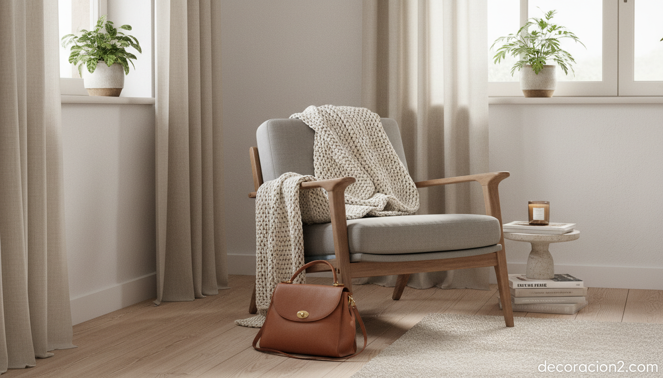 Silla auxiliar de diseño italiano integrada en un dormitorio nórdico
