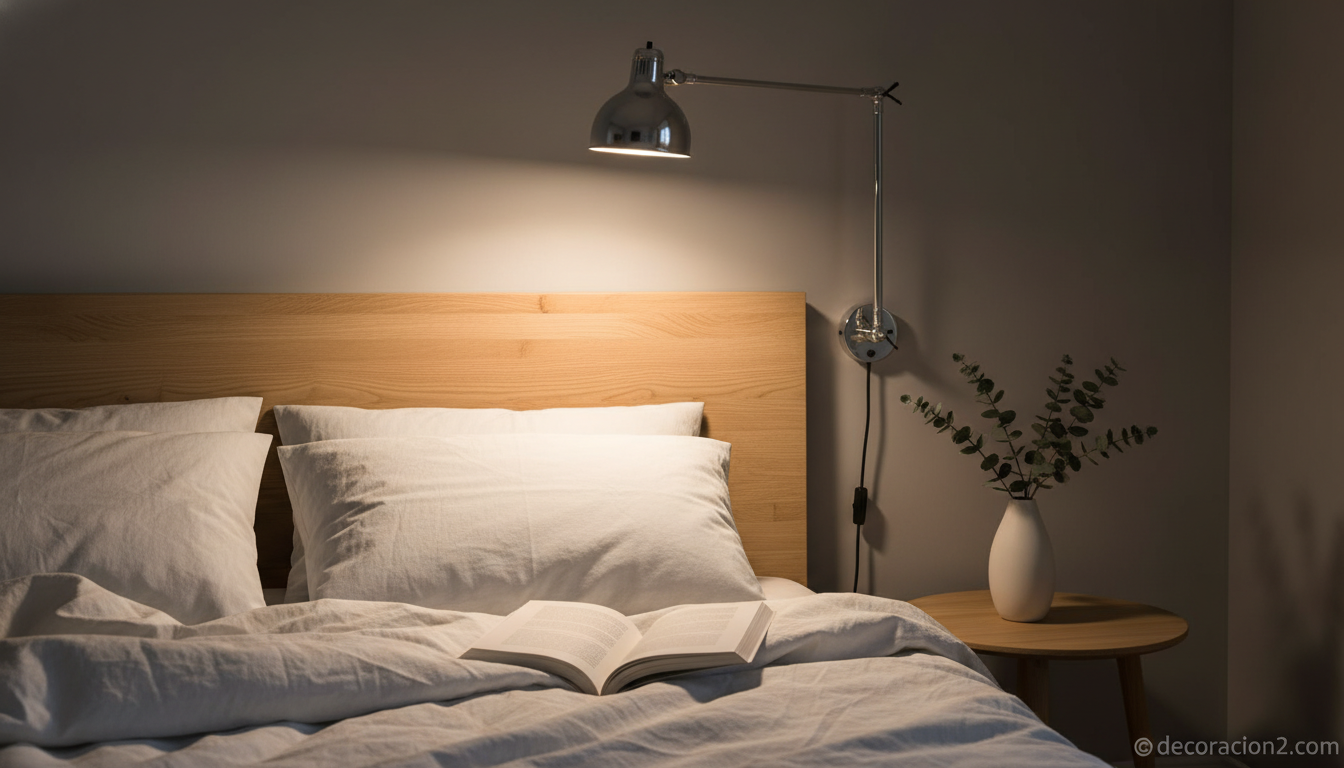 Lámpara articulada aplique en dormitorio nórdico
