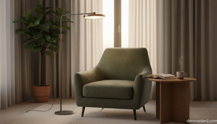 Lámpara Swing de Vibia articulada en salón moderno