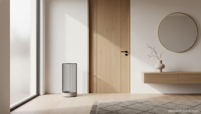 Paragüero de diseño moderno en un recibidor minimalista nórdico