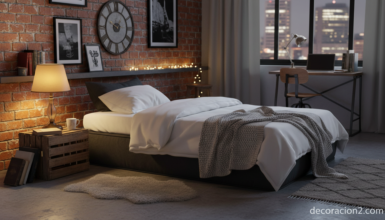 Puff cama desplegado como cama supletoria en dormitorio juvenil