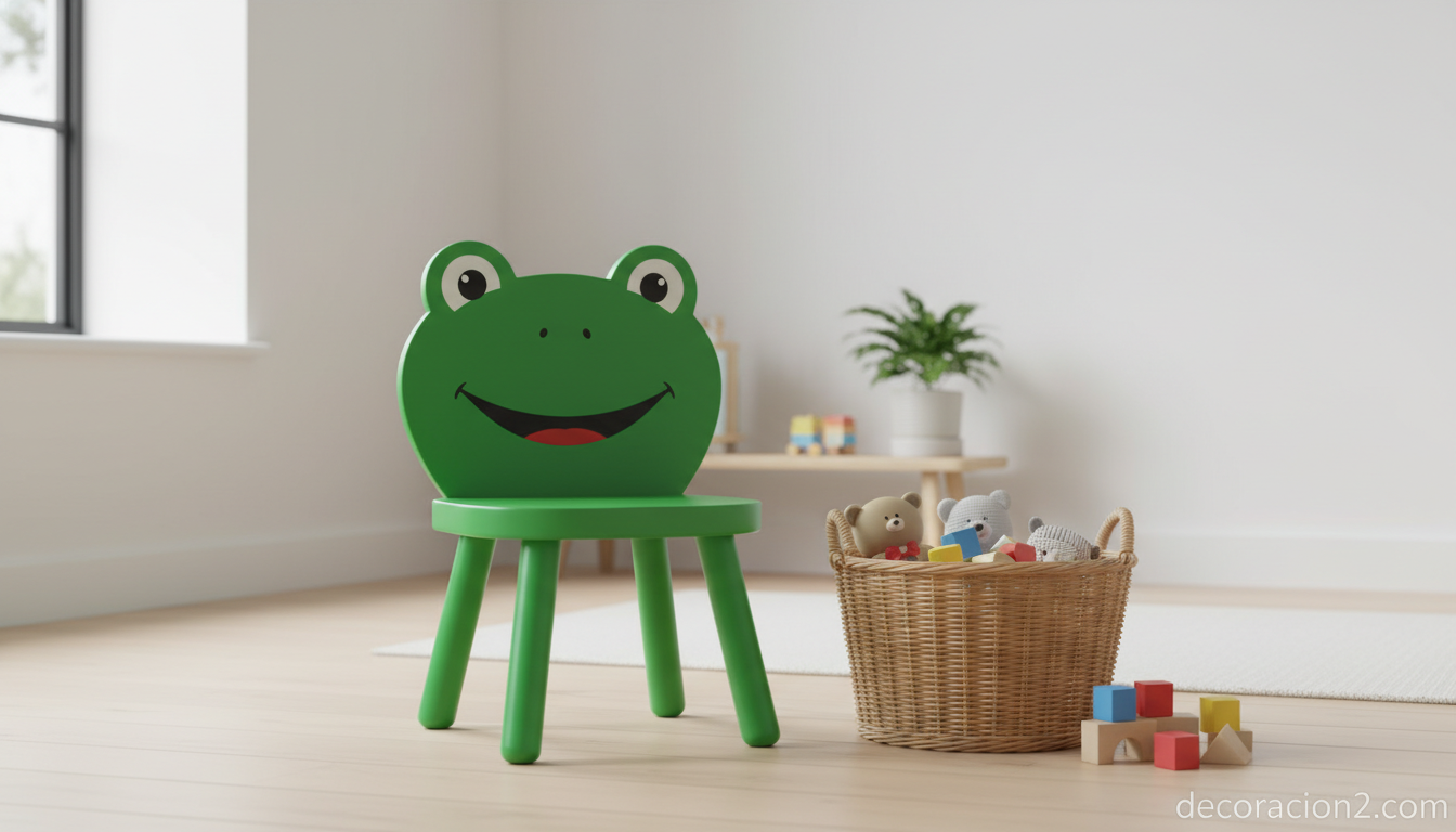 Silla infantil con forma de rana de diseño lúdico