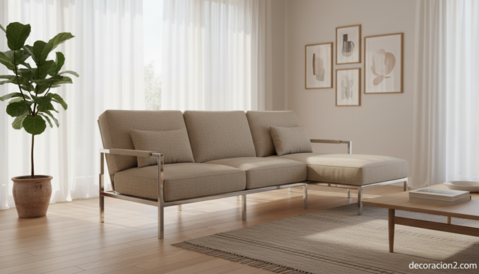 Mueble tres en uno sillón chaise longue sofá convertible en salón nórdico