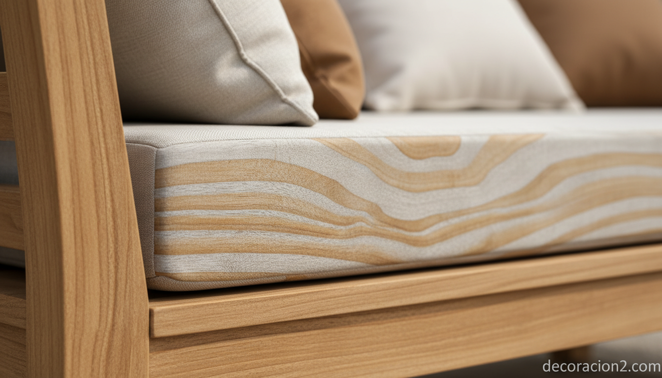 Detalle de la madera de teca en muebles de exterior de diseño