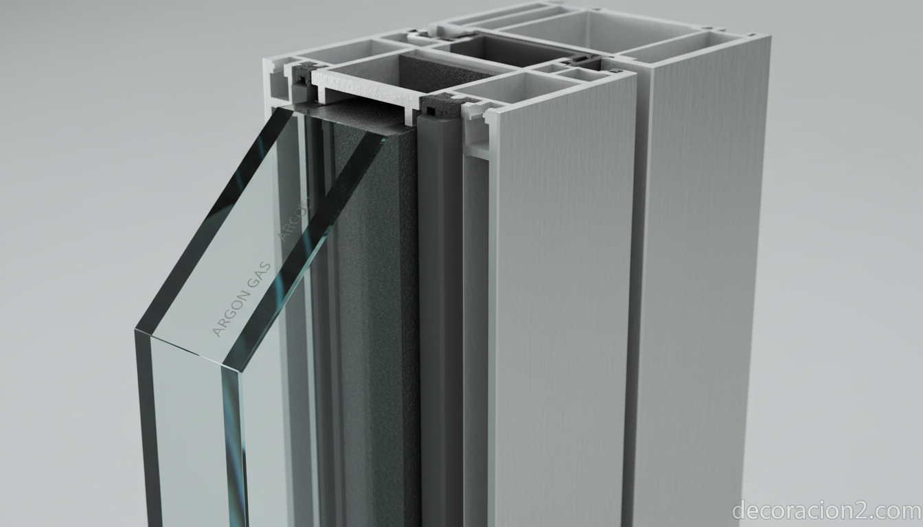 Ventanas modernas: tipos, materiales y tendencias para renovar tu hogar 1 Detalle del perfil de aluminio con rotura de puente térmico