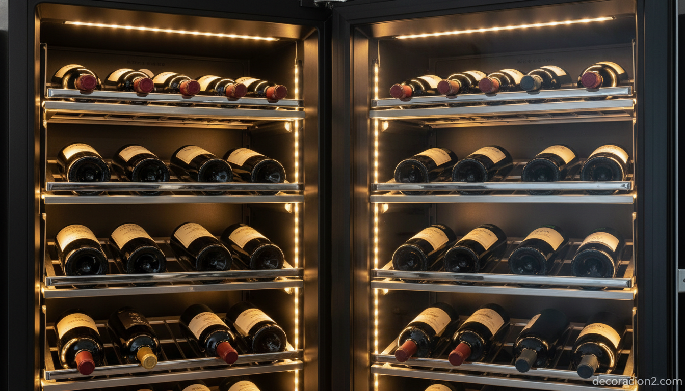 Detalle de la vinoteca integrada del frigorífico Electrolux All4You con iluminación LED