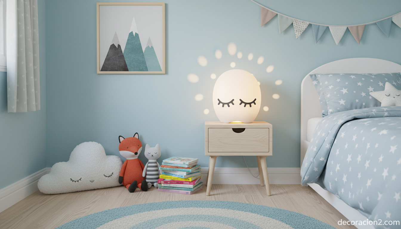 Lámpara Eye Family en dormitorio infantil de estilo nórdico