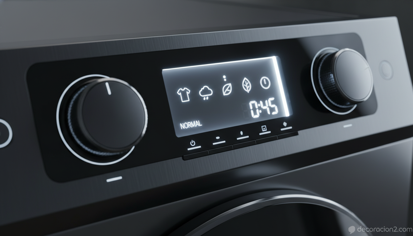 Lavadoras Maytag de 14 kg: guía completa para elegir la lavadora ideal en familias numerosas 9 Panel de control de una lavadora moderna con programas automáticos