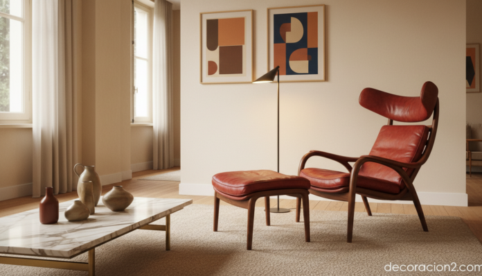 Sillón Superleggera de Joe Colombo en salón italiano vintage
