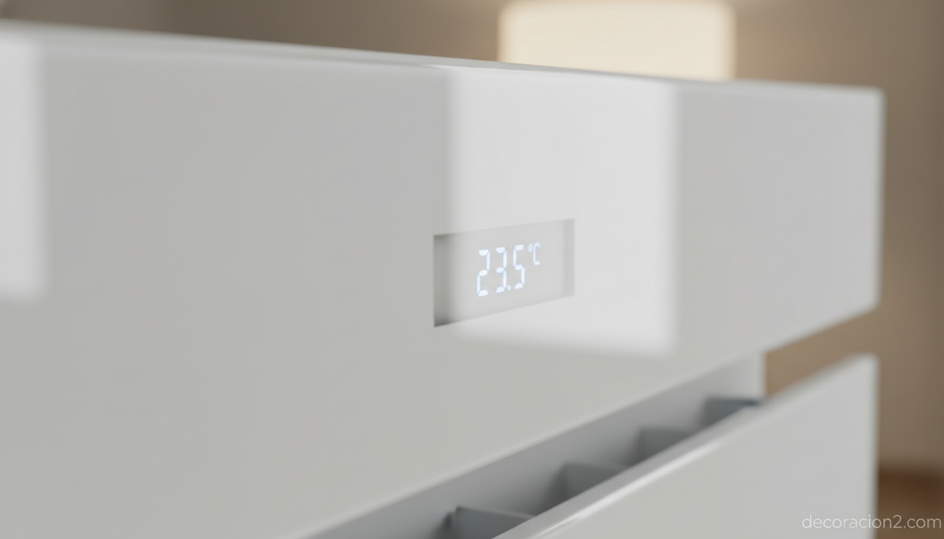 Detalle del cristal templado de un radiador Thermoglance con panel táctil