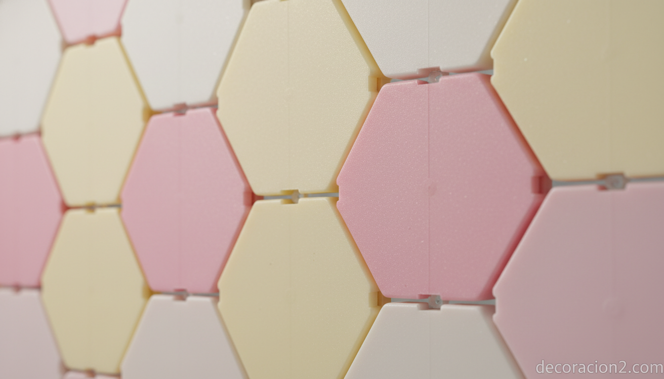 Detalle de las piezas hexagonales del separador modular Joyn Original en colores vivos