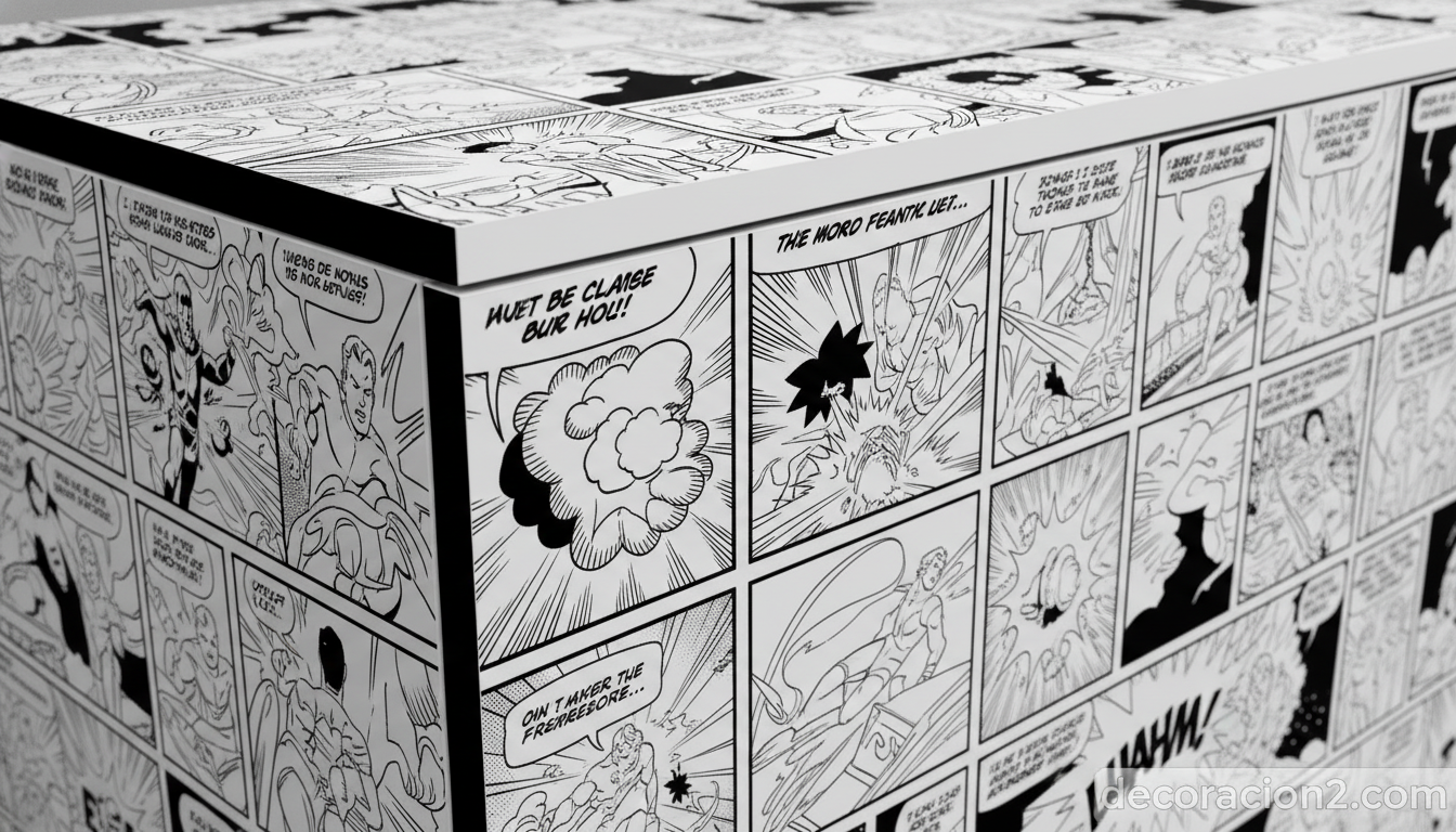 Muebles de diseño inspirados en cómic: la colección Valentina de Giuseppe Canevese 1 Detalle del aparador con viñetas de cómic en blanco y negro estilo Crepax