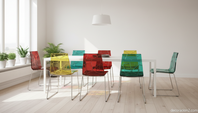 Sillas de colores Casa Manía en un comedor luminoso