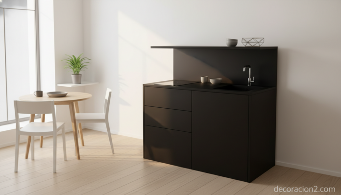Mini cocina funcional de Whirlpool EWARC 2015 integrada en loft minimalista