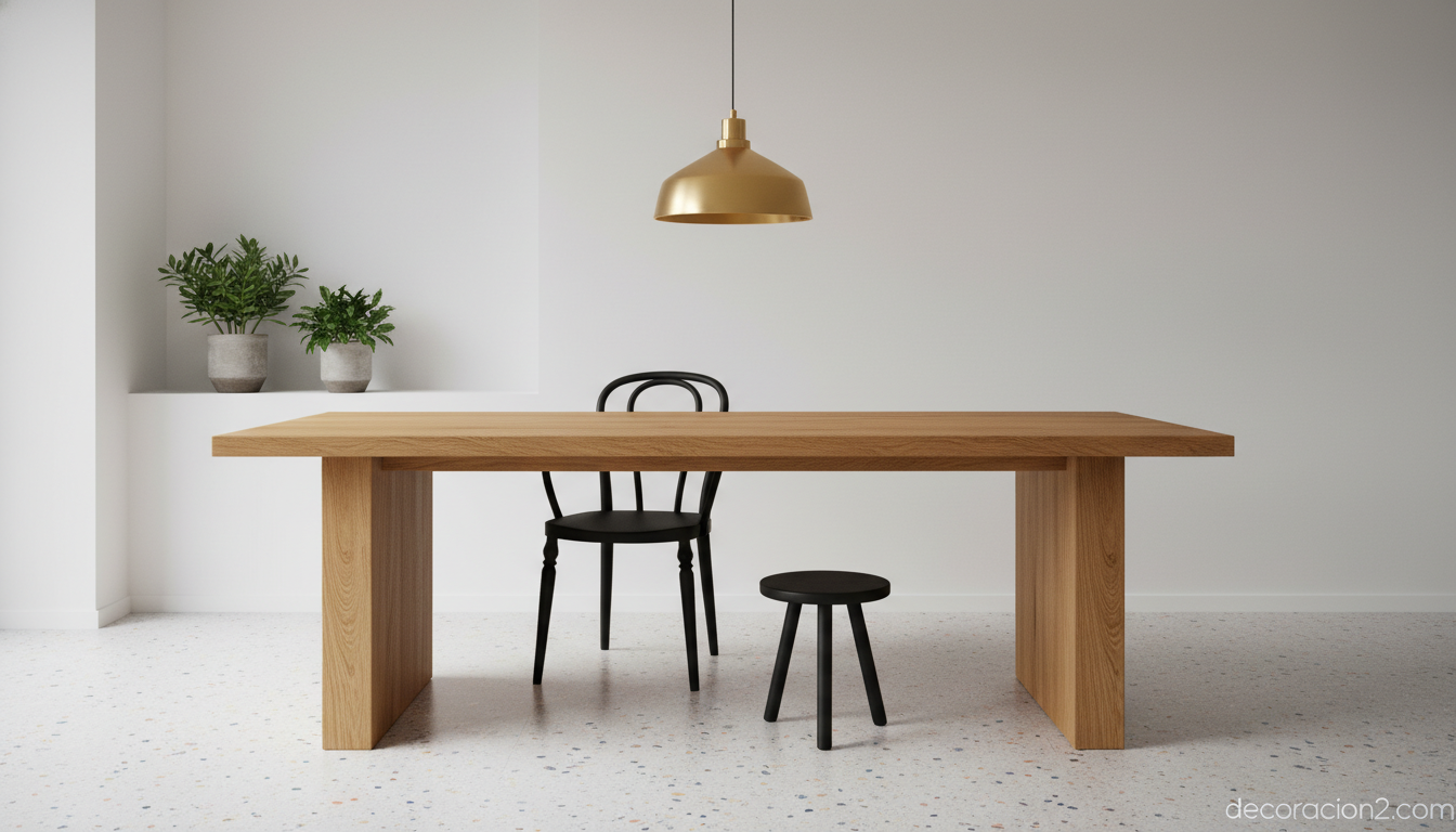 Silla y taburete lacados en negro estilo Neo Country en comedor moderno