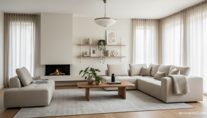 Salón moderno con muebles BoConcept de diseño danés y estilo escandinavo