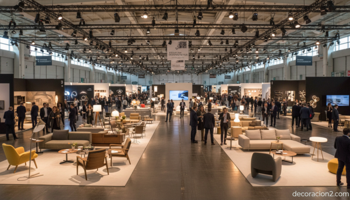 Feria Internacional del Mueble de Madrid en IFEMA con pabellón de exposición y stands de diseño
