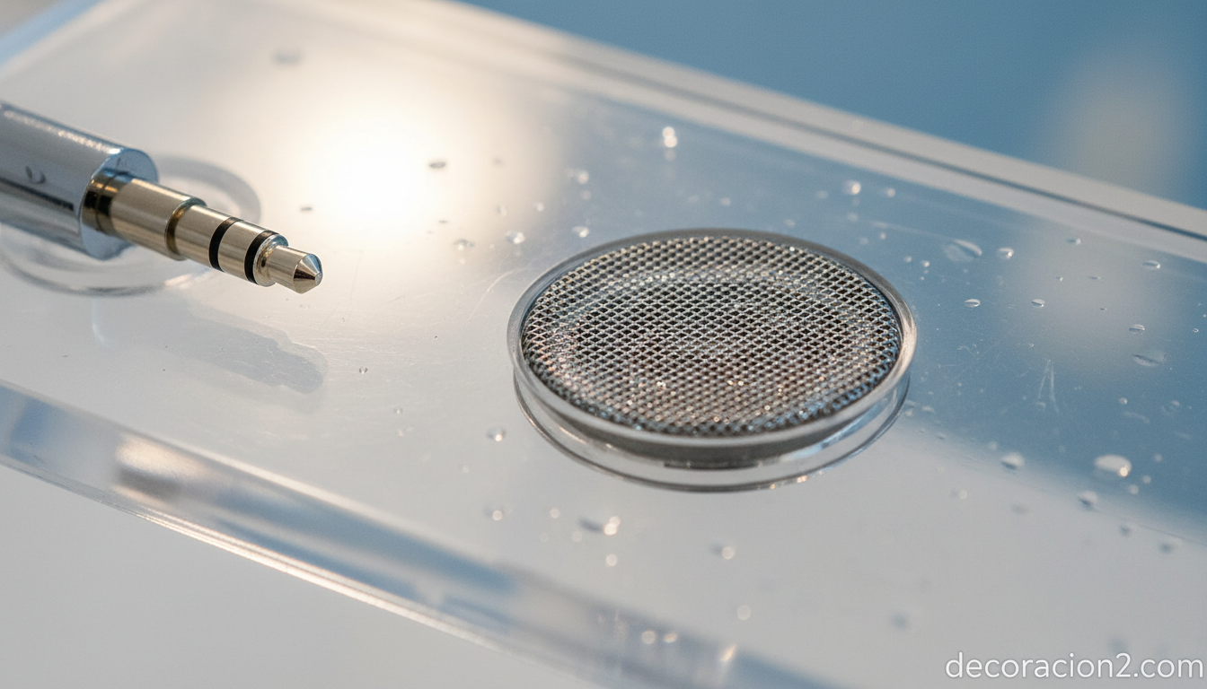 Detalle del sistema de altavoces integrados en el lavabo con música X-Light Surround