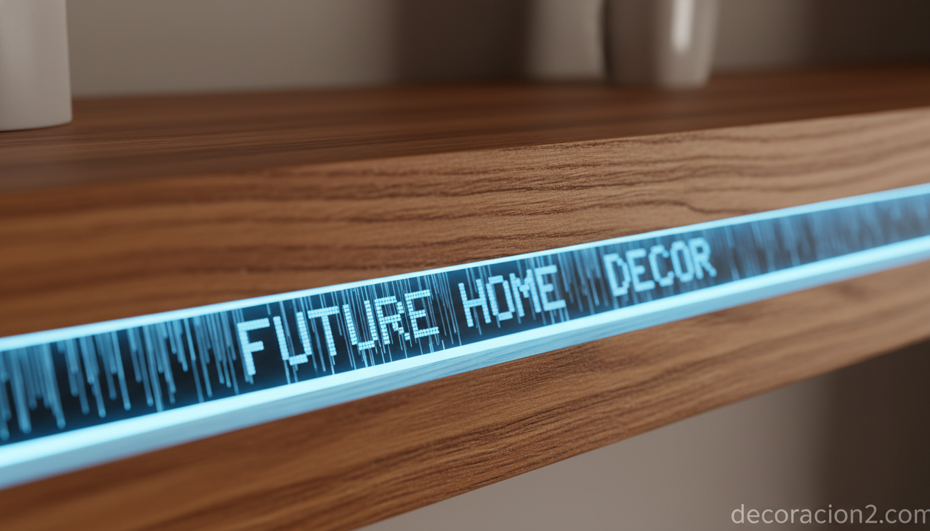 Detalle de pantalla LED y madera en estantería digital tipo WaSnake