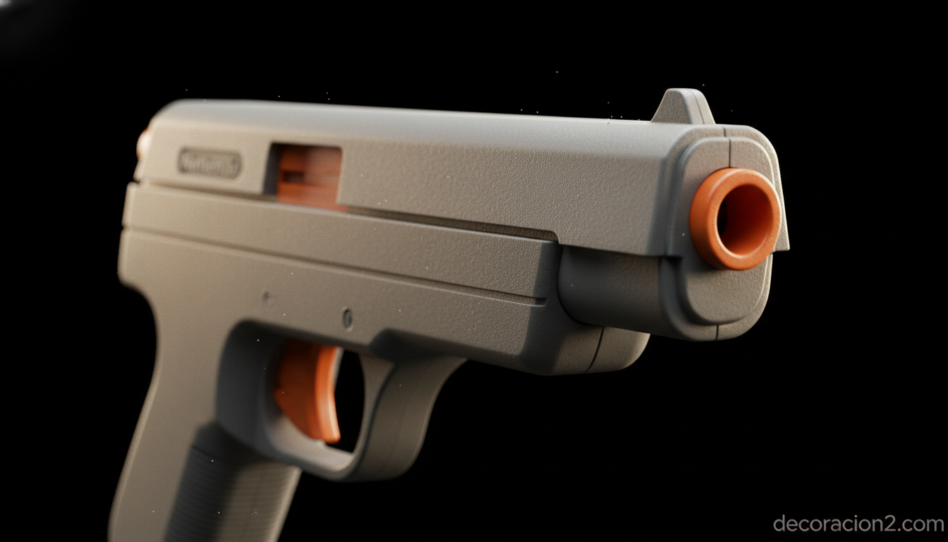 Detalle de la pistola Zapper Nintendo NES original utilizada en la lámpara Duck Hunt